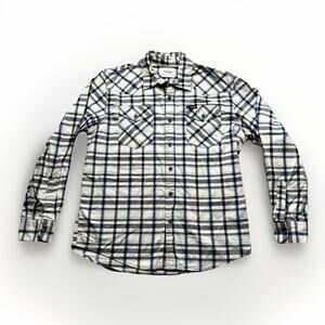 Wrangler Shirt Mens Medium Plaid Button Down Long Sleeve Rancher Cowboy Vintage